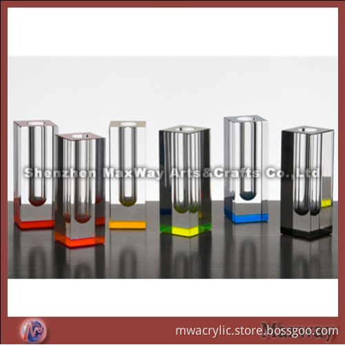 Clear long-stripe table top acrylic vase/flower holder with logo